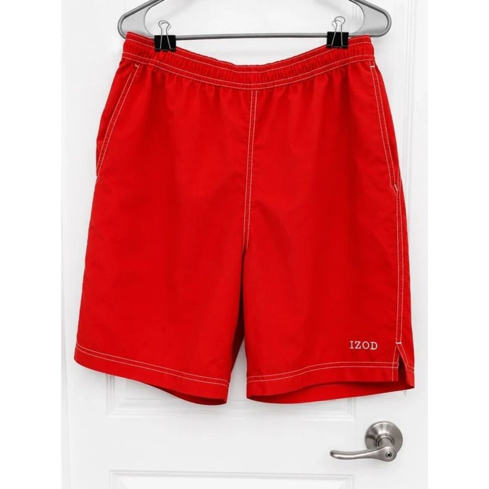 Izod Men’s Red Swim Trunks Board Shorts Size Large (L)